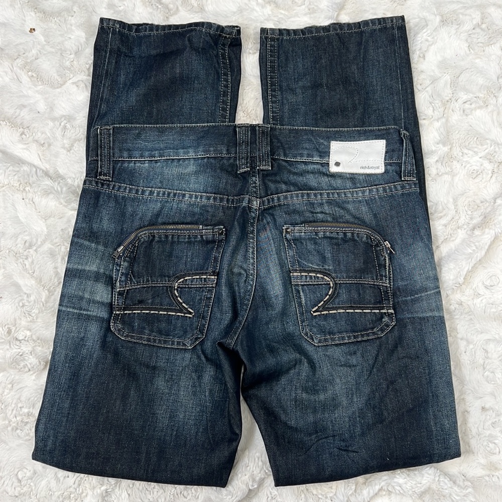 Rich & Royal Pat Garrett Blue Black Denim Jeans Sz‎ 32 x 34